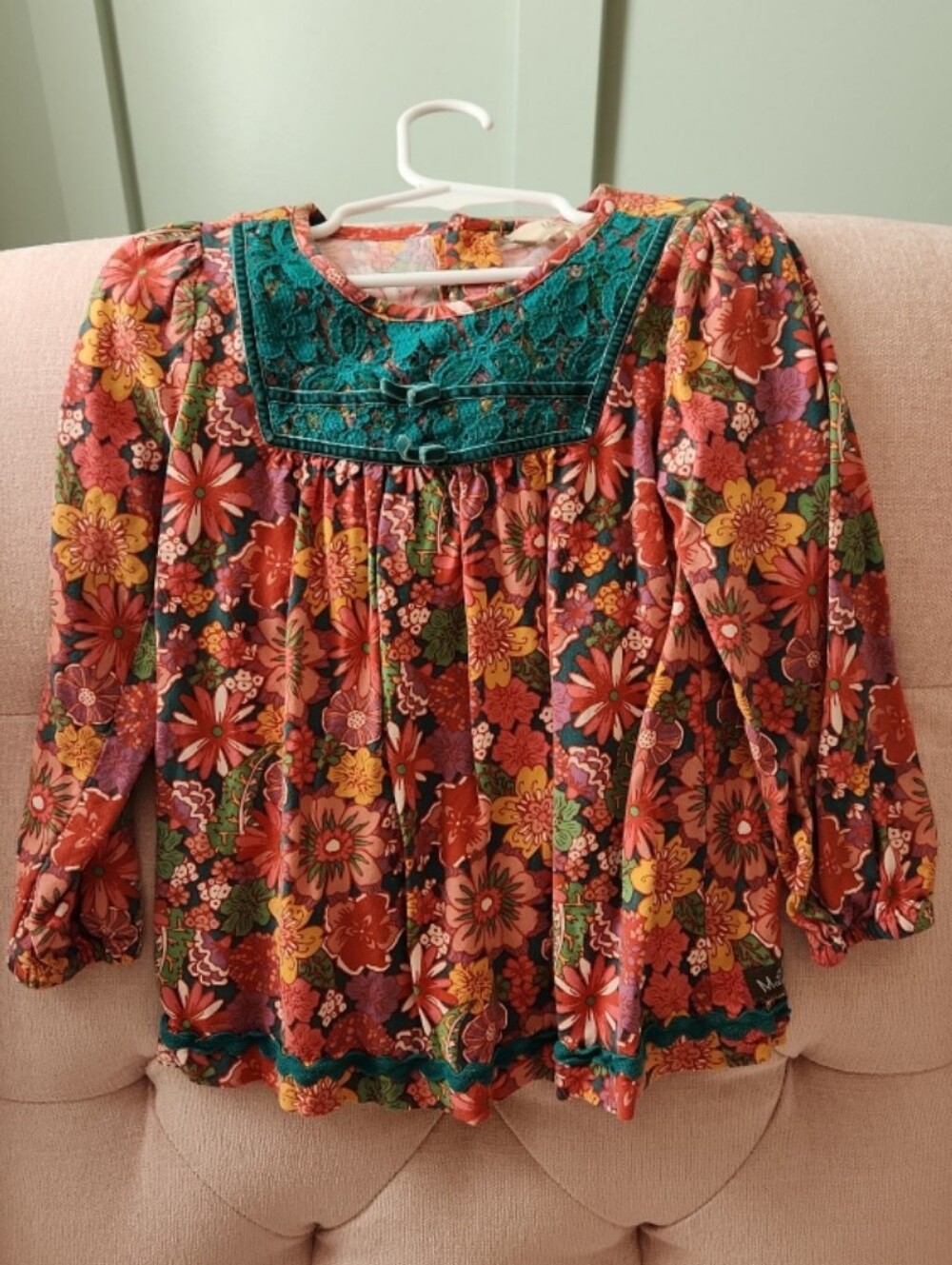 Matilda Jane Size 4 Or 4t Vintage Retro Fall Floral Smocked Brand Top Blouse